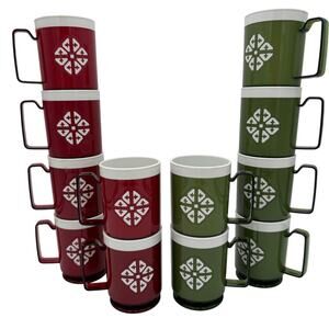 Mid Century Melamine Mugs Made in the USA Atomic Set of 12